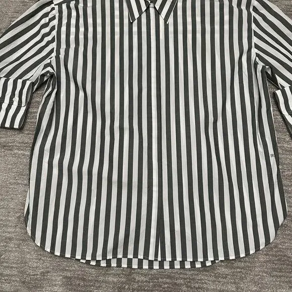 Banana Republic Shirt Womens XXL Gray White Striped Oversized Long Sleeve - Picture 4 of 13